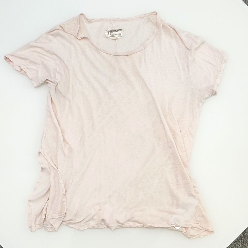 Current/Elliott sheer pale pink distressed tee